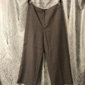 J.Crew Wide Leg Plaid Pants